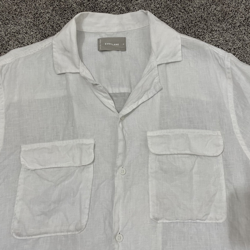 Everlane Shirt Size‎ Medium 100% Linen Button Pocket Relax Camp Beach Preppy